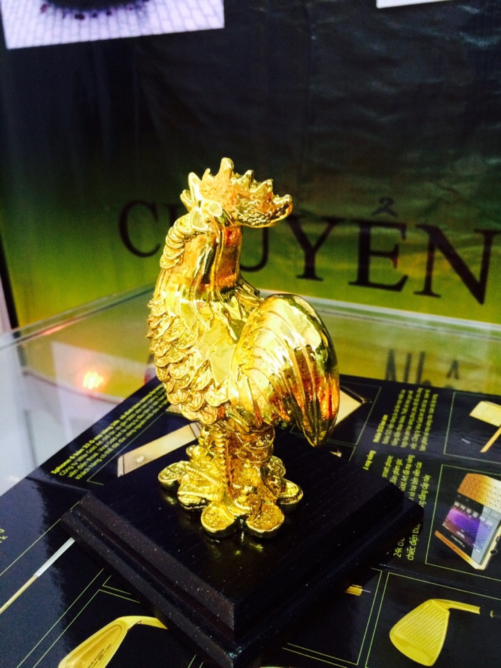 Tượng gà sung túc mạ vàng - Vina Gold Art