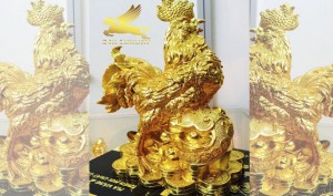 Tượng gà kim kê mạ vàng - Vina Gold Art
