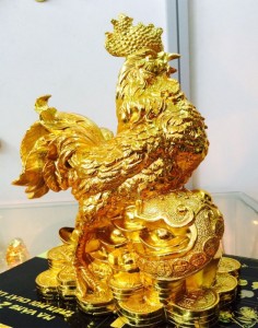 Tượng gà kim kê mạ vàng- Vina Gold Art