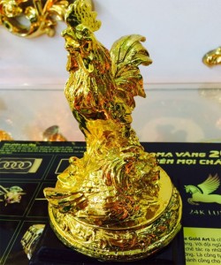Tượng trống nhỏ kê mạ vàng- Vina Gold Art